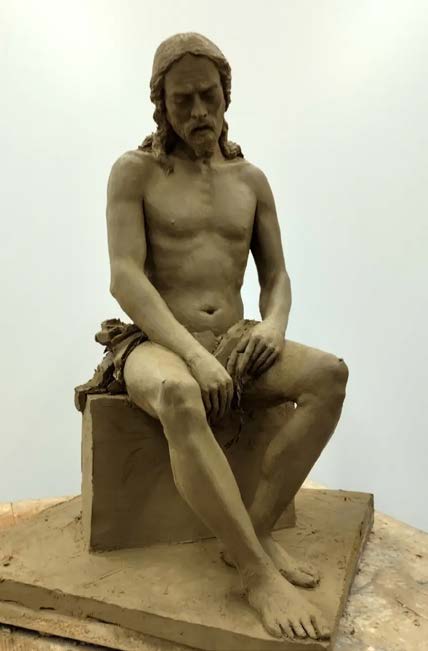 Cristo sentado, terracota modelada